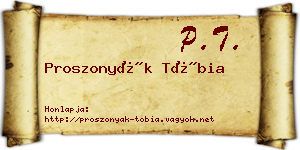 Proszonyák Tóbia névjegykártya
